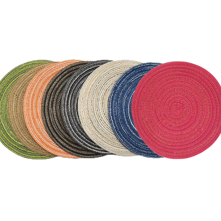 Nordic round placemat cotton yarn Western placemat cotton woven placemat non-slip heat insulation coasters bowl coasters Item Picture