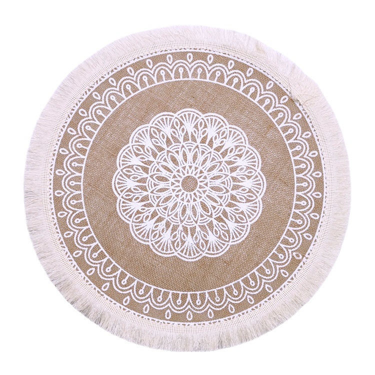 ins Nordic braided fringed placemat jute linen anti-ironing heat insulation mat food decoration shooting props Item Picture