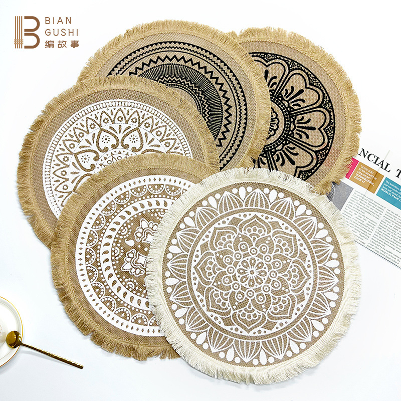 ins Nordic braided fringed placemat jute linen anti-ironing heat insulation mat food decoration shooting props Application Scenario
