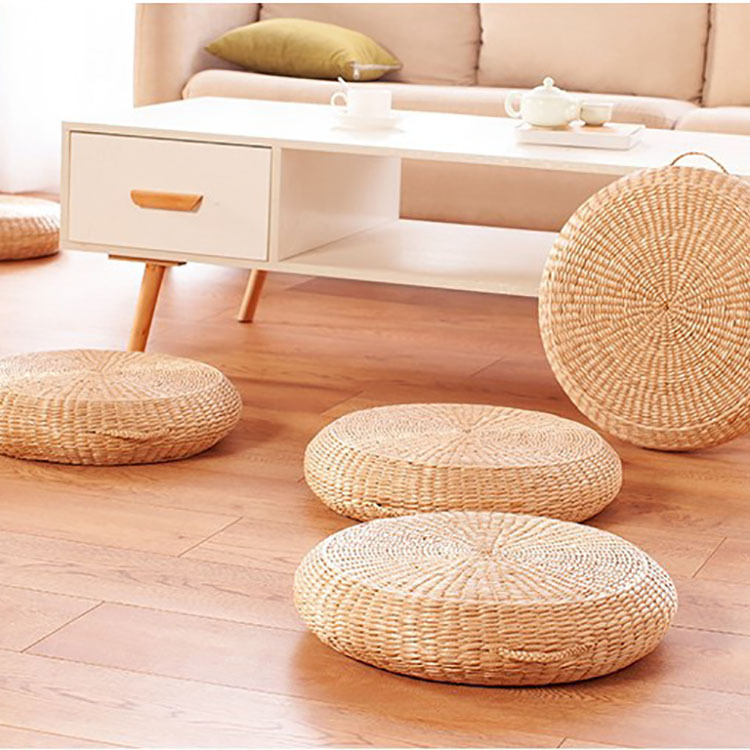 Handmade rattan futon mat tatami straw mat meditation mat mat thickened straw mound thickened round cushion details Picture