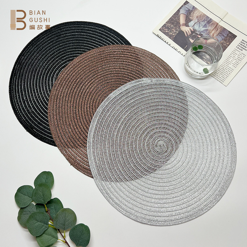 Hot cross-border Nordic style cotton yarn placemat round woven placemat ins wind Western placemat anti-ironing and thermal insulation coasters Application Scenario