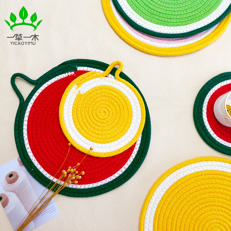 Cotton rope woven insulation mat table mat Nordic wind anti-ironing mat table heat resistant fruit pot mat placemat home full figure