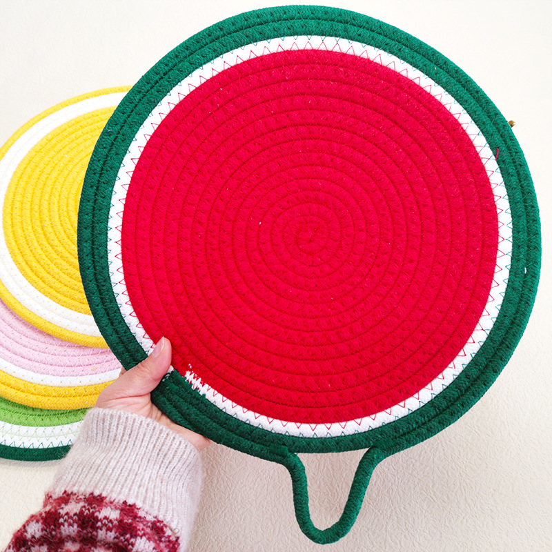 Cotton rope woven insulation mat table mat Nordic wind anti-ironing mat table heat resistant fruit pot mat placemat home Application Scenario