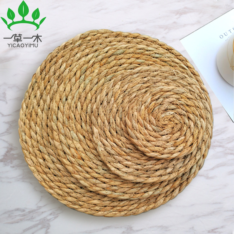 Japanese straw heat insulation mat household anti-ironing mat Western placemat anti-slip mat circular placemat tray mat bowl mat pan mat full figure