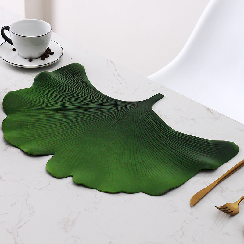 Simulation leaves ginkgo leaf rural wind wedding decoration placemat EVA anti-slip heat insulation decorative painting table mat Specification drawing