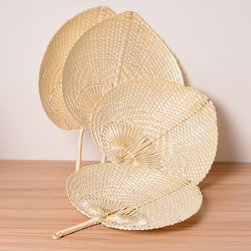 Pure handmade features peach bamboo woven fan summer fan artistic cool Pu fan small fresh creative hand fan details Picture