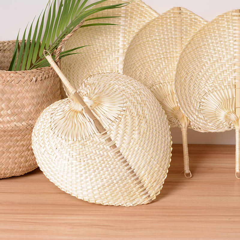 Pure handmade features peach bamboo woven fan summer fan artistic cool Pu fan small fresh creative hand fan Application Scenario
