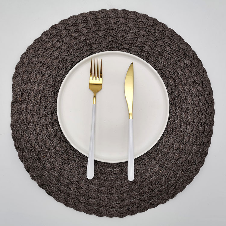 Amazon selling braided pp mat round braided placemat Western food insulation mat cup mat bowl mat solid color non-slip mat Specification drawing