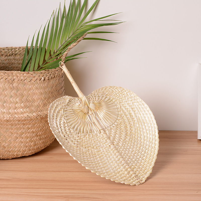 Pure handmade features peach bamboo woven fan summer fan artistic cool Pu fan small fresh creative hand fan Specification drawing