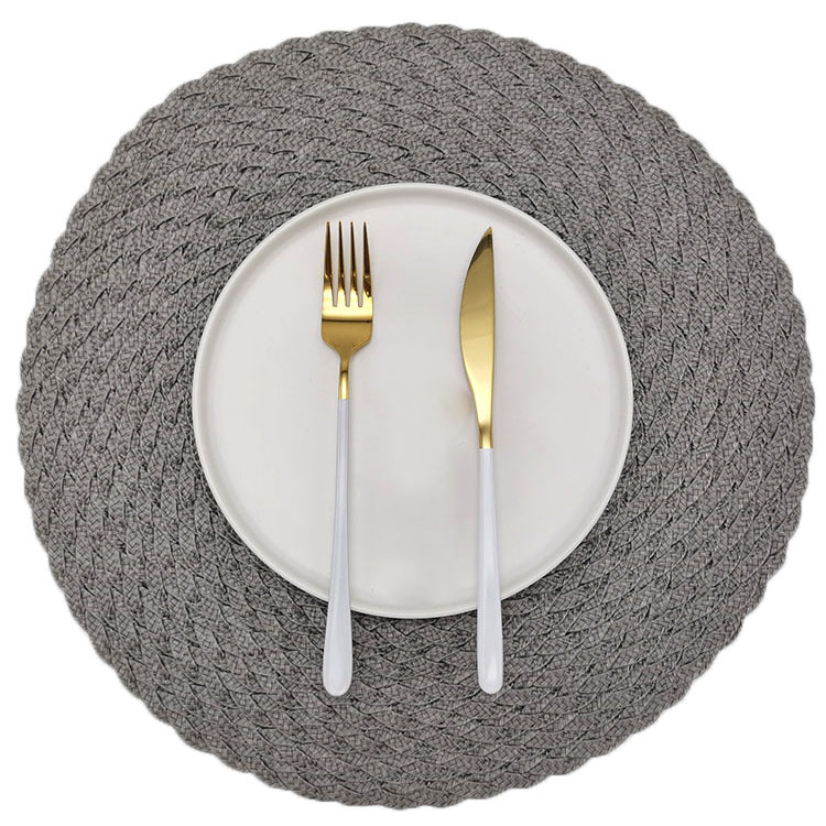 Amazon selling braided pp mat round braided placemat Western food insulation mat cup mat bowl mat solid color non-slip mat Item Picture