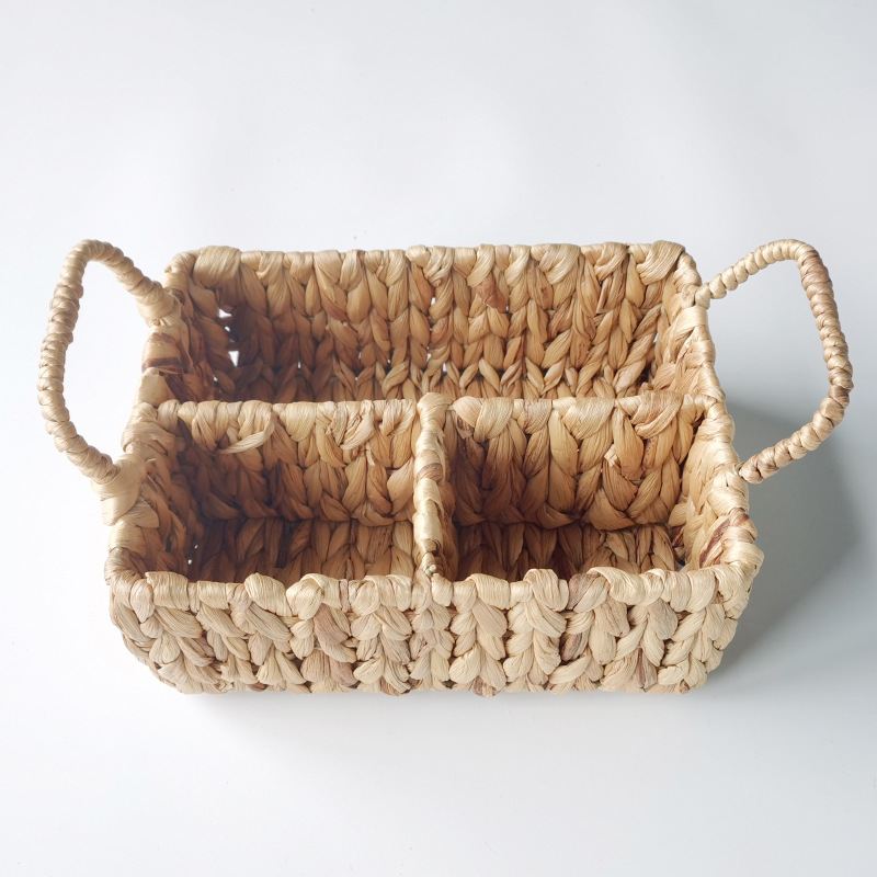 Amazon sells American garden water hyacinth storage basket desktop miscellaneous snacks finishing straw storage basket details Picture