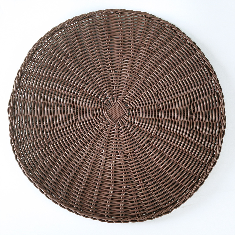 Pure hand woven rattan imitation western placemat coaster imitation autumn rattan coaster pot mat decorative mat plastic material tea mat Item Picture