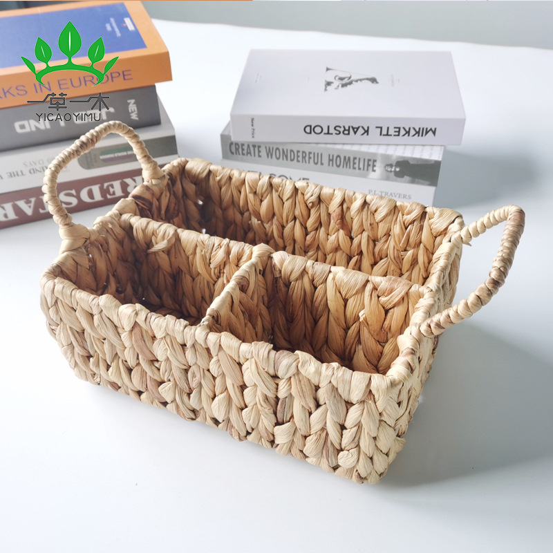 Amazon sells American garden water hyacinth storage basket desktop miscellaneous snacks finishing straw storage basket full figure