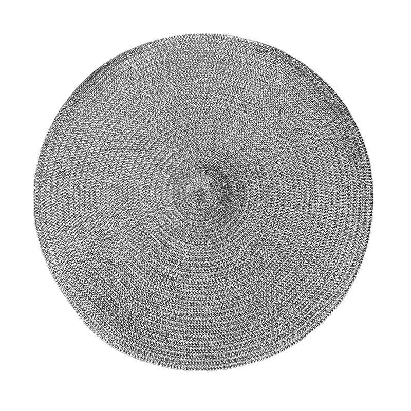 Amazon hot PP bright film woven placemat simple round solid color heat insulation mat table decoration Western placemat Item Picture
