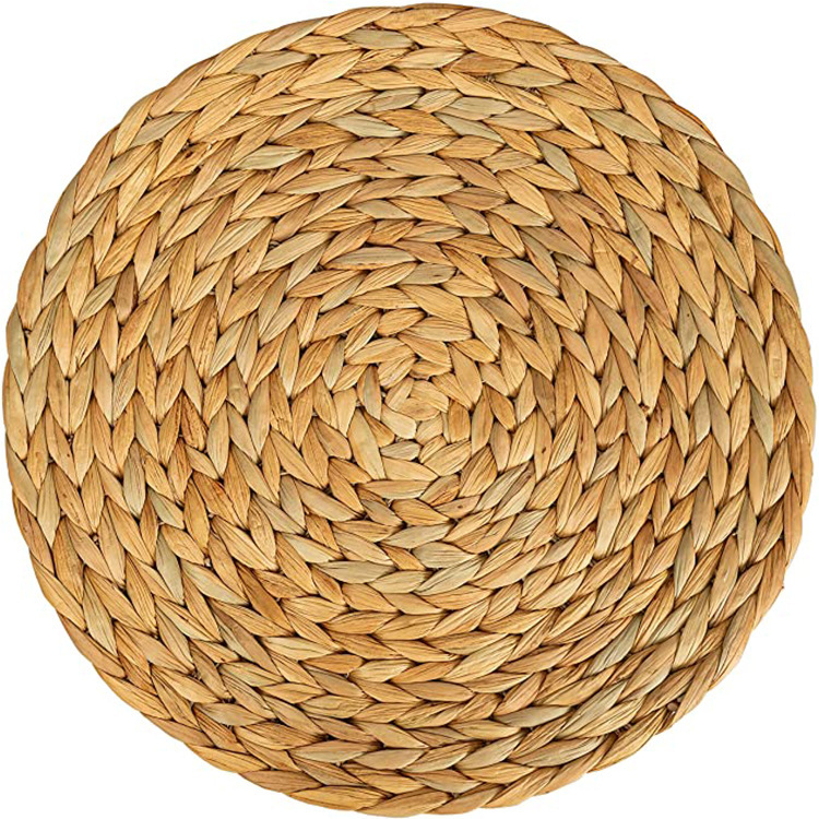 Manufacturers spot handmade water hyacinth woven placemat anti-hot insulation mat straw woven placemat casserole mat cup mat table mat Item Picture