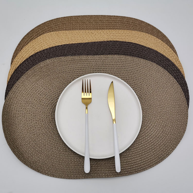 Factory direct pp placemat woven placemat waterproof durable Western placemat decorative mat insulation mat oval multi-color optional details Picture