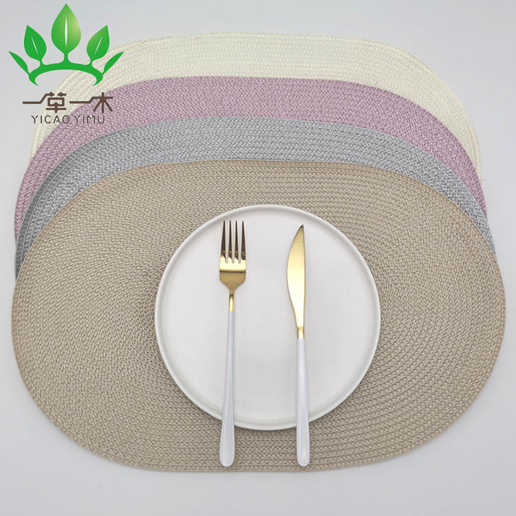 Factory direct pp placemat woven placemat waterproof durable Western placemat decorative mat insulation mat oval multi-color optional full figure