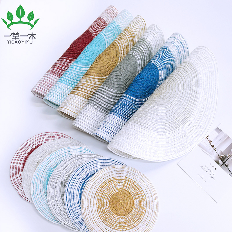 Placemat home Nordic style woven placemat color gradient Western placemat simple coaster anti-hot mat bowl mat insulation mat Specification drawing