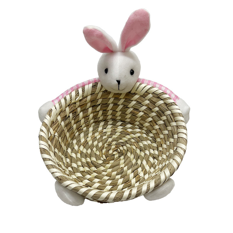 Manufacturers direct thatched bear storage basket straw storage basket handicrafts home decoration Easter gift basket Item Picture