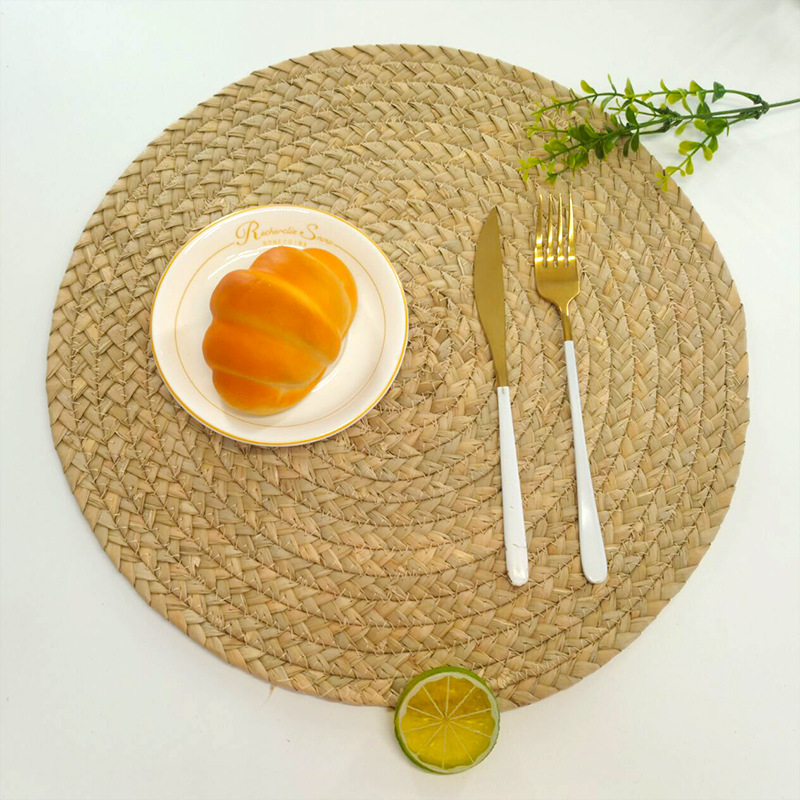 Japanese dandelion hand-woven heat insulation placemat pot pad cup bowl tea pad round hand tray pad bowl pad Specification drawing