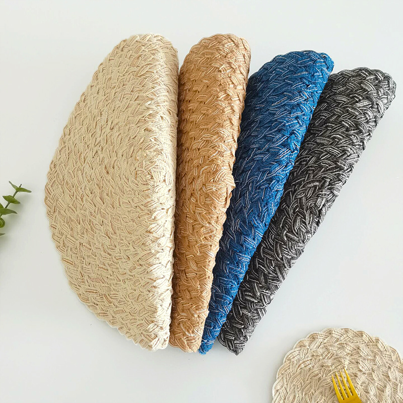 Nordic three strands of woven thickened table heat insulation placemats multifunctional table MATS woven table placemats bowl tray coasters Application Scenario