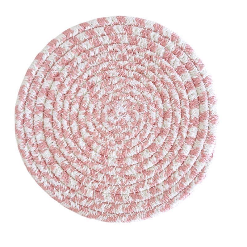 Hand woven cotton rope heat proof heat resistant household table mat cup mat bowl mat cotton rope place mat heat insulation mat Item Picture