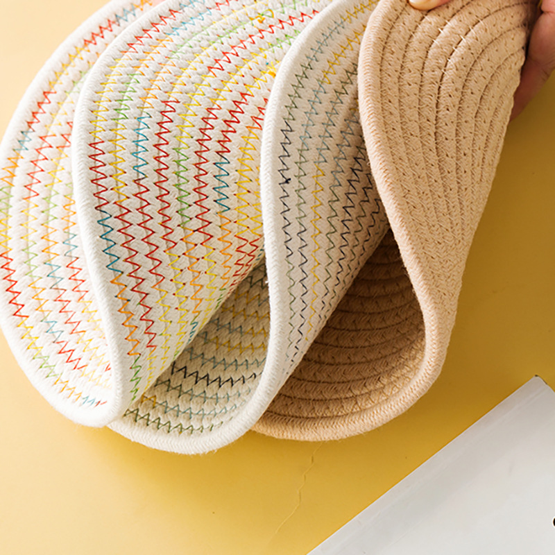 Hand woven cotton rope heat proof heat resistant household table mat cup mat bowl mat cotton rope place mat heat insulation mat Specification drawing