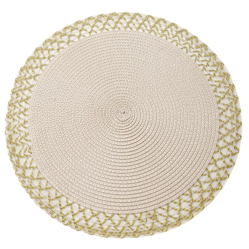 Circular phnom penh hollow out pp placemat cup cushion hotel table heat insulation mat pure color Western placemat table decoration Item Picture