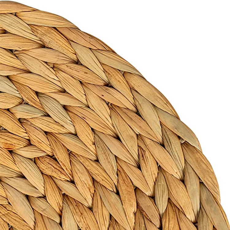 Manufacturers spot woven water hyacinth grass round mat table heat insulation gourd grass placemat asphalt cushion cup cushion bowl cushion Specification drawing