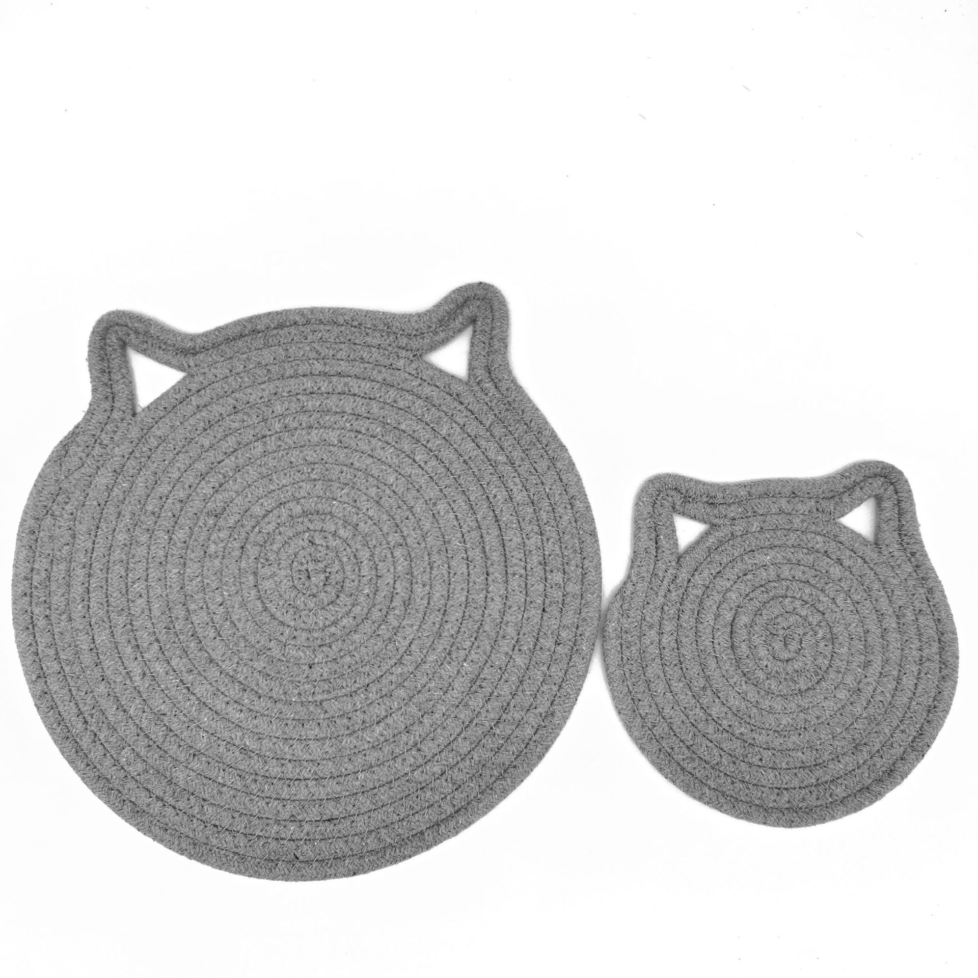 Cotton rope placemats can be suspended in the shape of cat's ears. Cotton thread placemats are heat-proof, cat heat insulation MATS are coasters Item Picture