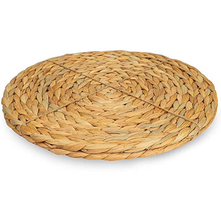 Manufacturers spot woven water hyacinth grass round mat table heat insulation gourd grass placemat asphalt cushion cup cushion bowl cushion Item Picture