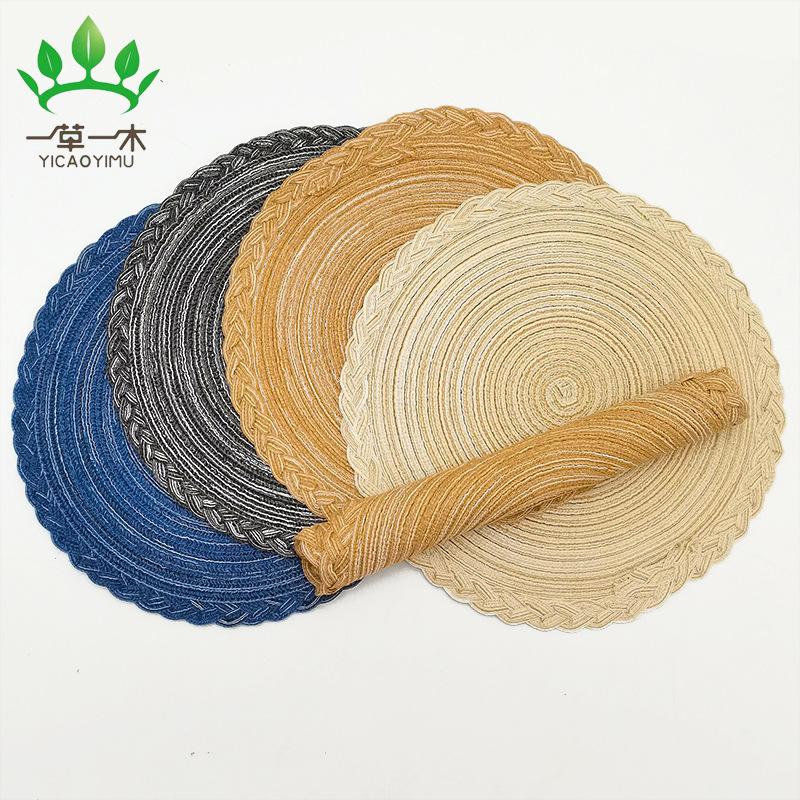 Japanese ramie Nordic tableware cotton yarn pot mat heat insulation placemat bowl mat woven placemat non-slip mat details Picture