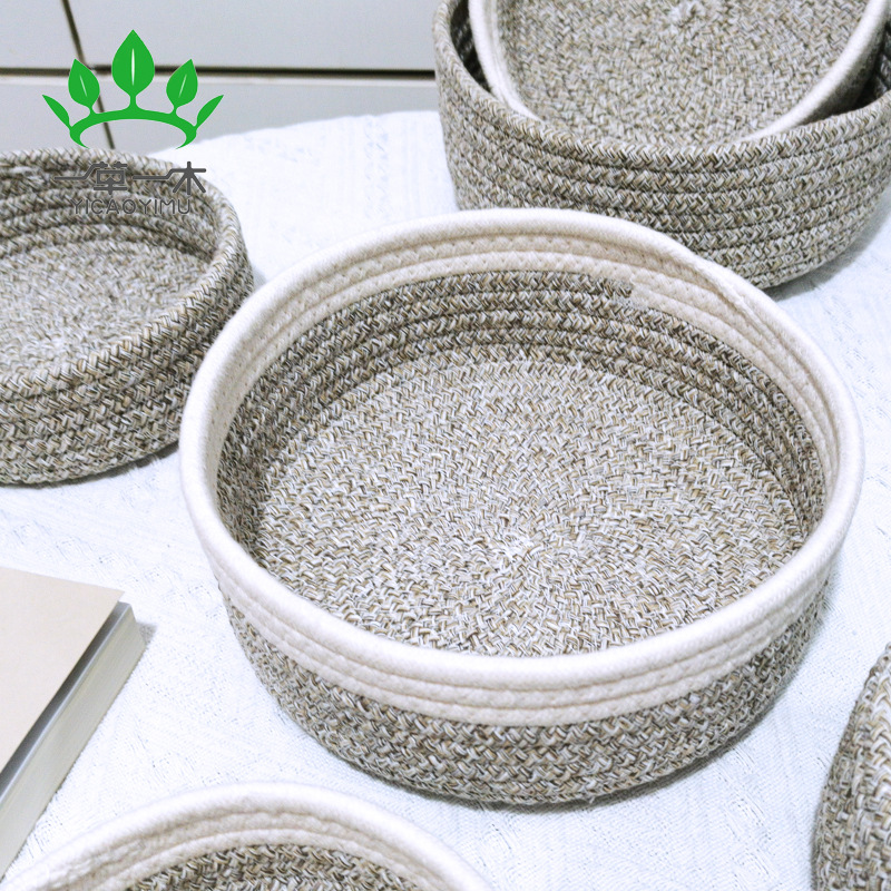 Storage basket cotton rope woven storage basket desktop storage basket cosmetics storage basket Specification drawing