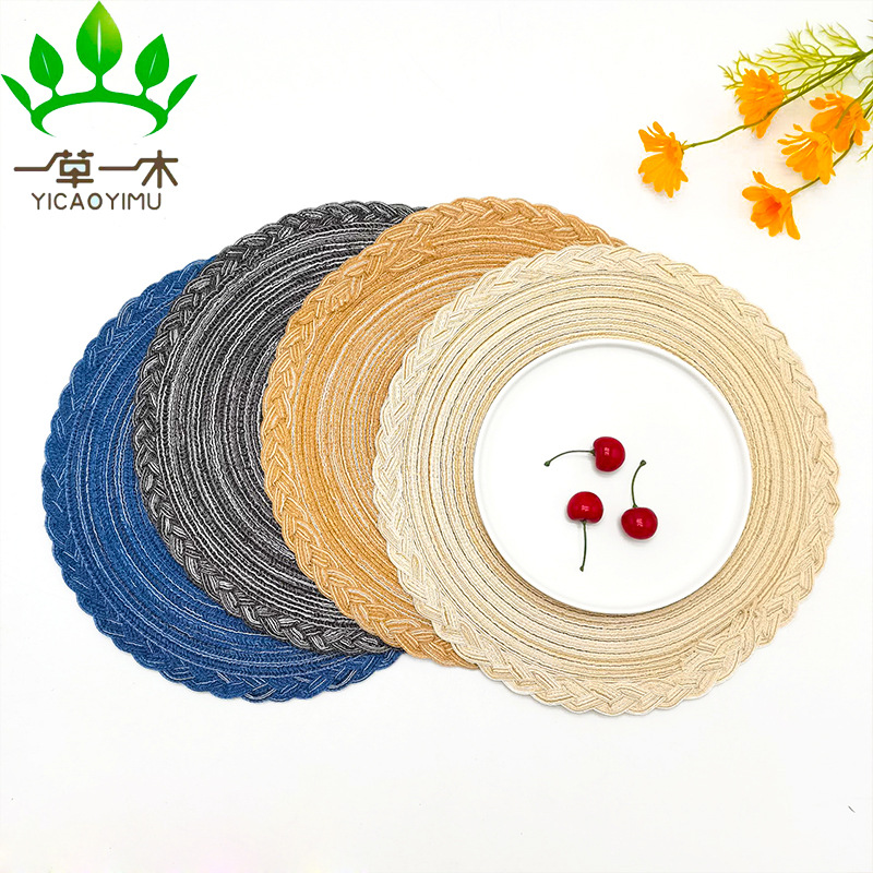 Japanese ramie Nordic tableware cotton yarn pot mat heat insulation placemat bowl mat woven placemat non-slip mat Specification drawing