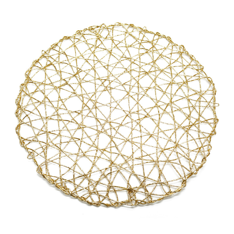 Amazon hot paper rope disorderly place mat hand-woven PE film place mat non-slip mat heat insulation mat DIY decorative mat Item Picture