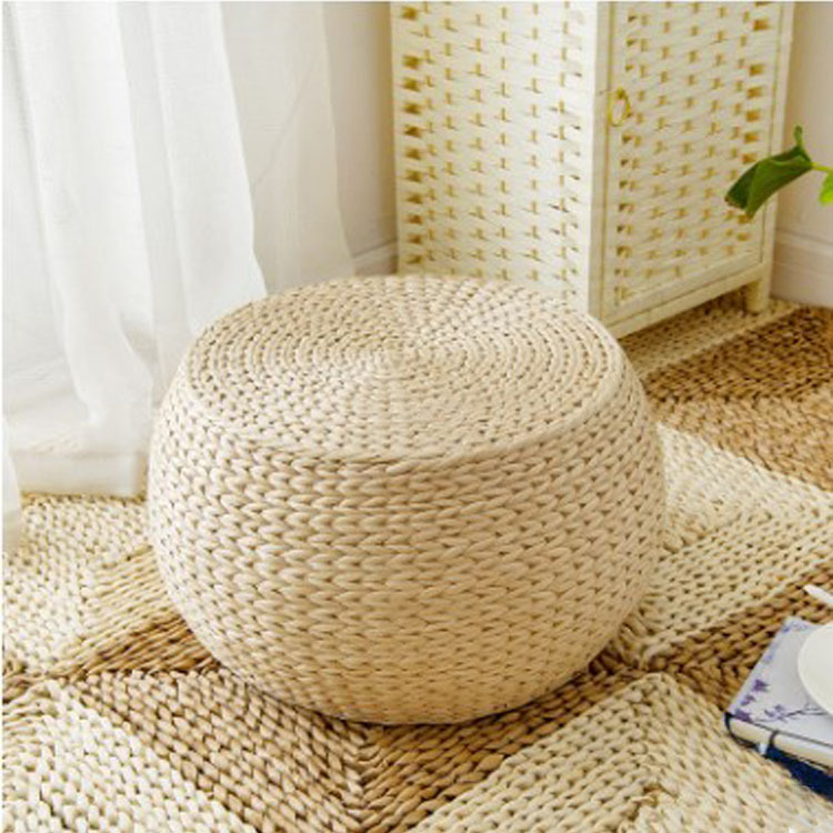 Manufacturers direct hand-woven round sitting block cushion tatami mat natural dandelion meditation bay cushion Specification drawing