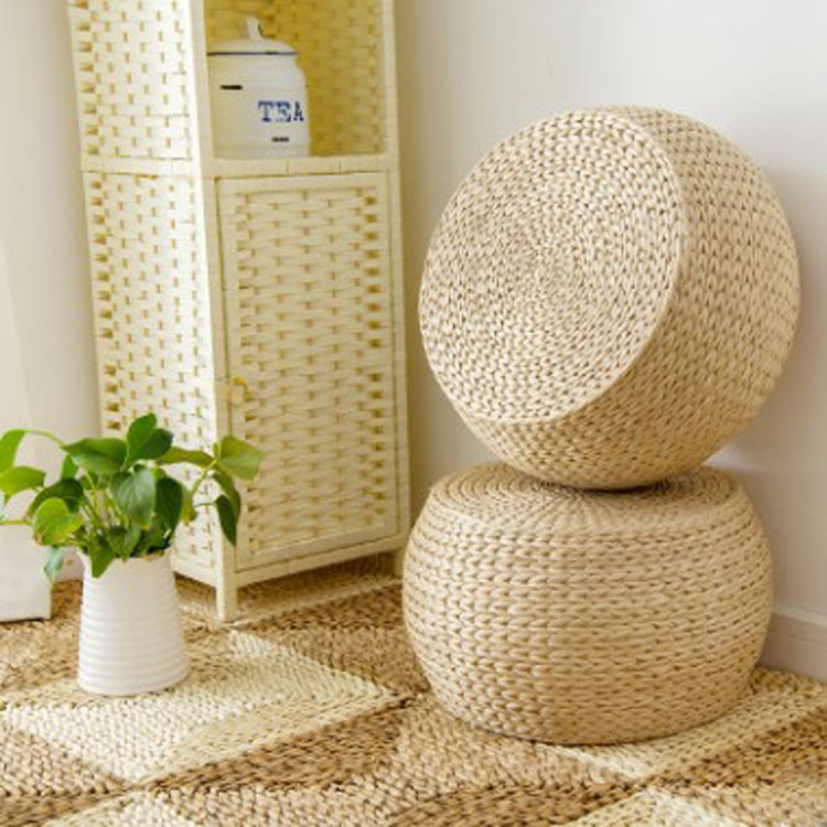 Manufacturers direct hand-woven round sitting block cushion tatami mat natural dandelion meditation bay cushion details Picture