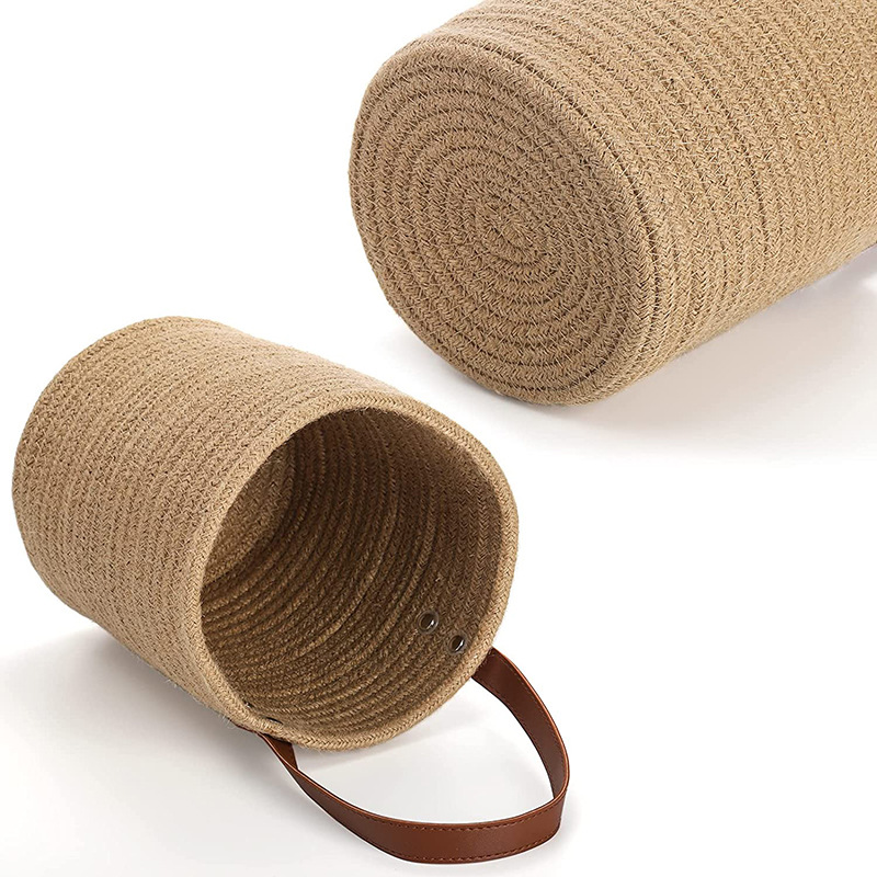 Amazon hot cotton rope hanging basket wall hanging basket sundries flower arrangement small basket belt storage basket foldable Item Picture
