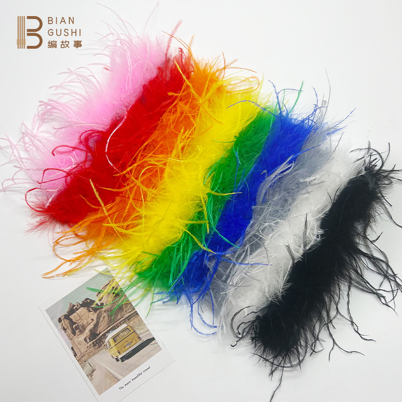 Cross-border hot sales colorful feather plush clap ring cute furry pat bracelet ostrich hair hoop headband details Picture