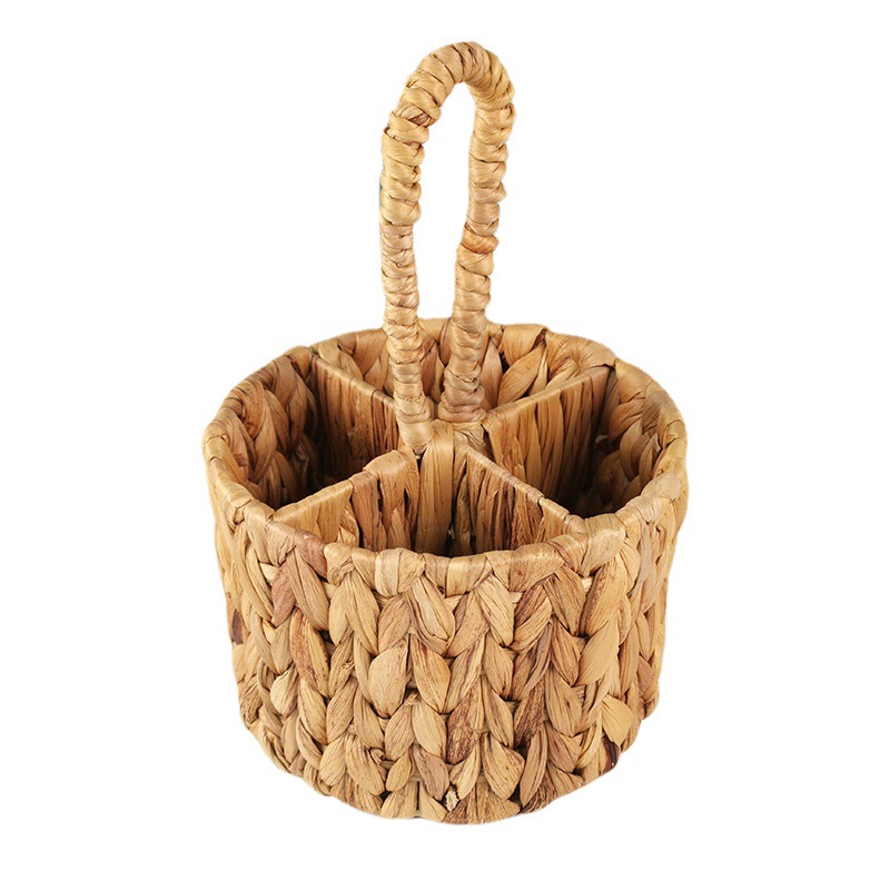 Water hyacinth woven storage basket Amazon hot selling hand-woven knife and fork storage basket home small debris storage Item Picture