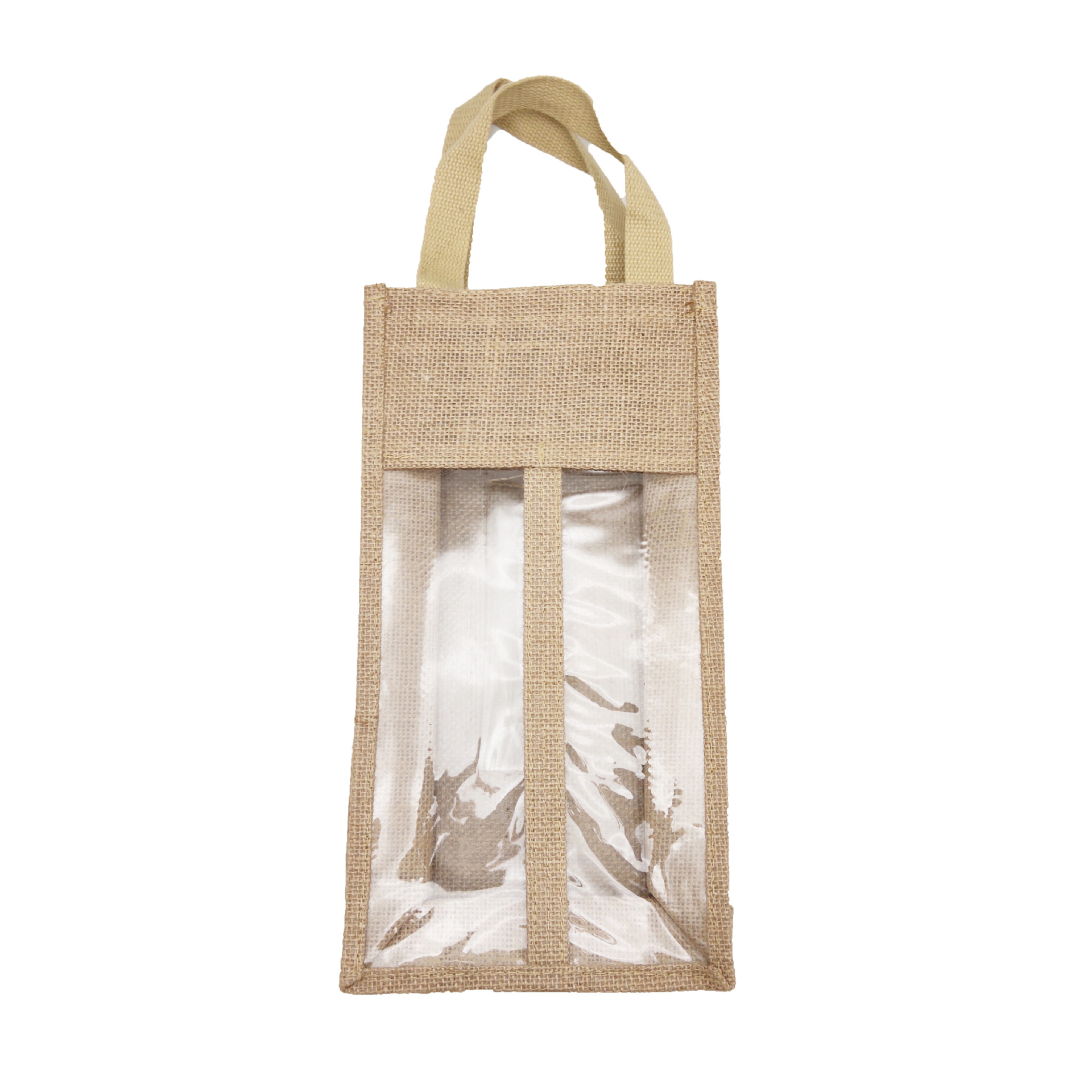 Nordic wind yellow linen red wine bag linen red wine bottle handbag transparent film linen wine bag wholesale Item Picture