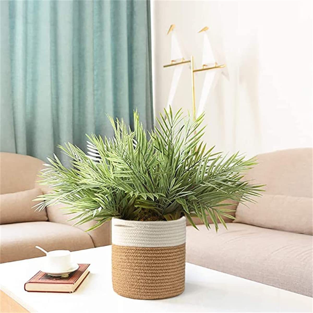 Amazon hot-selling cotton rope woven flower pot set home storage arrangement double color storage basket hemp rope woven flower basket details Picture