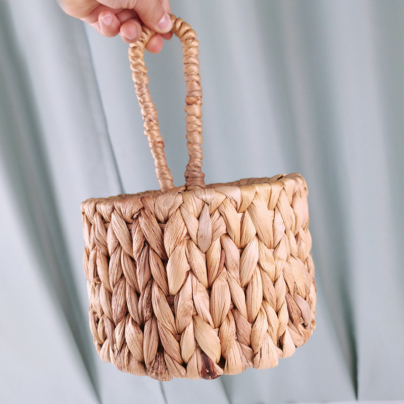 Water hyacinth woven storage basket Amazon hot selling hand-woven knife and fork storage basket home small debris storage details Picture