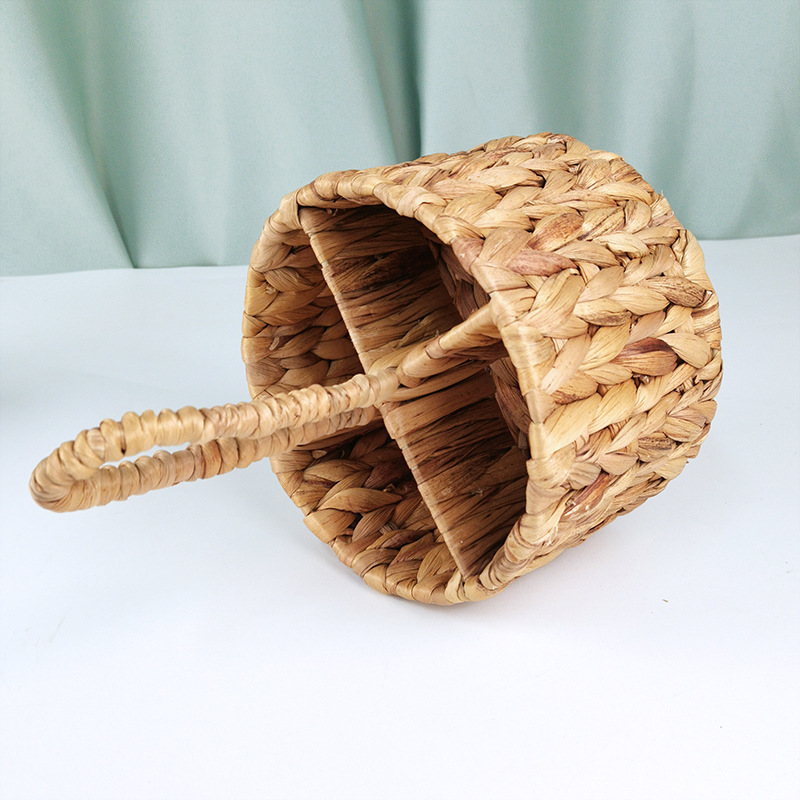 Water hyacinth woven storage basket Amazon hot selling hand-woven knife and fork storage basket home small debris storage Specification drawing