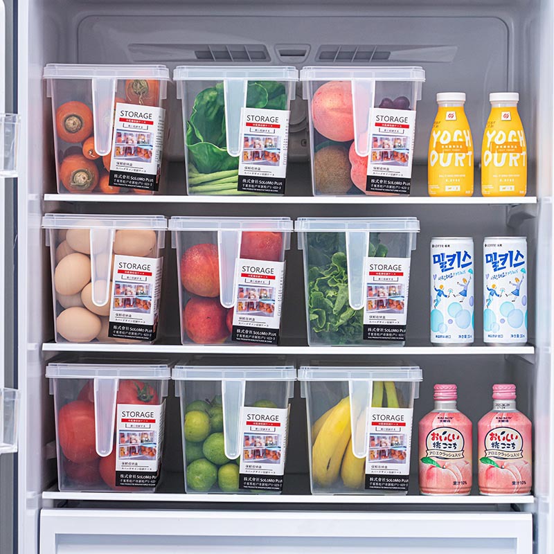 Plastic refrigerator storage box Wholesale freezer box Food grade transparent crisper container Household egg storage box Drawer type Specification drawing