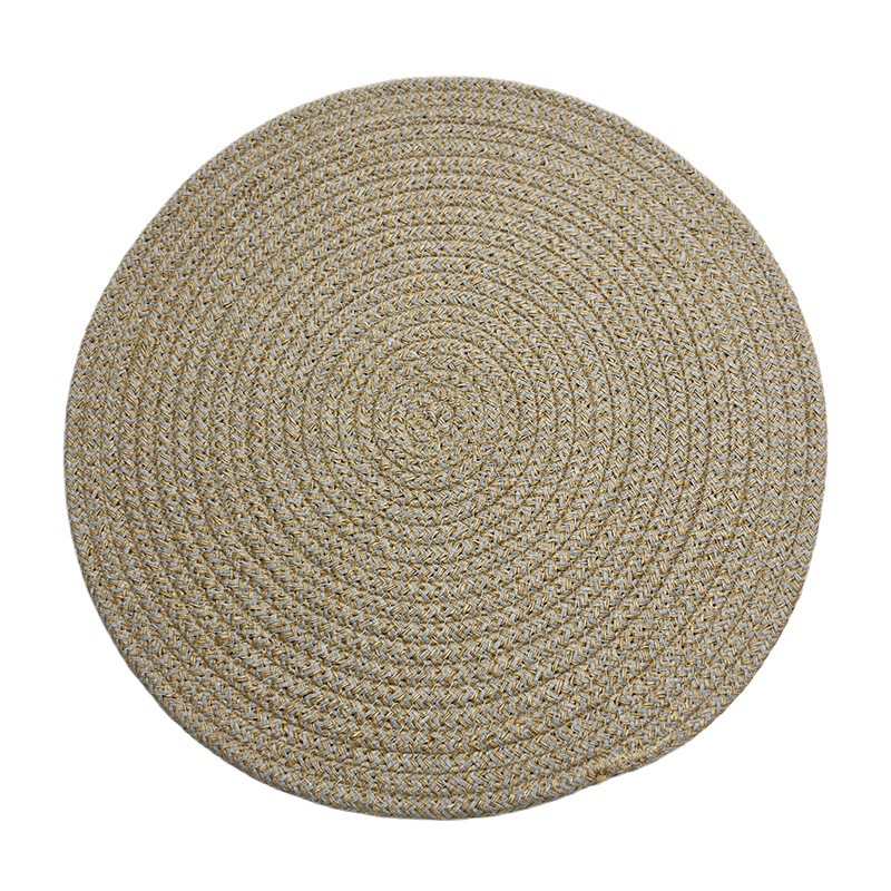 Cross-border new hemp rope cotton woven placemat cotton linen heat insulation mat household thickened table mat casserole mat Item Picture