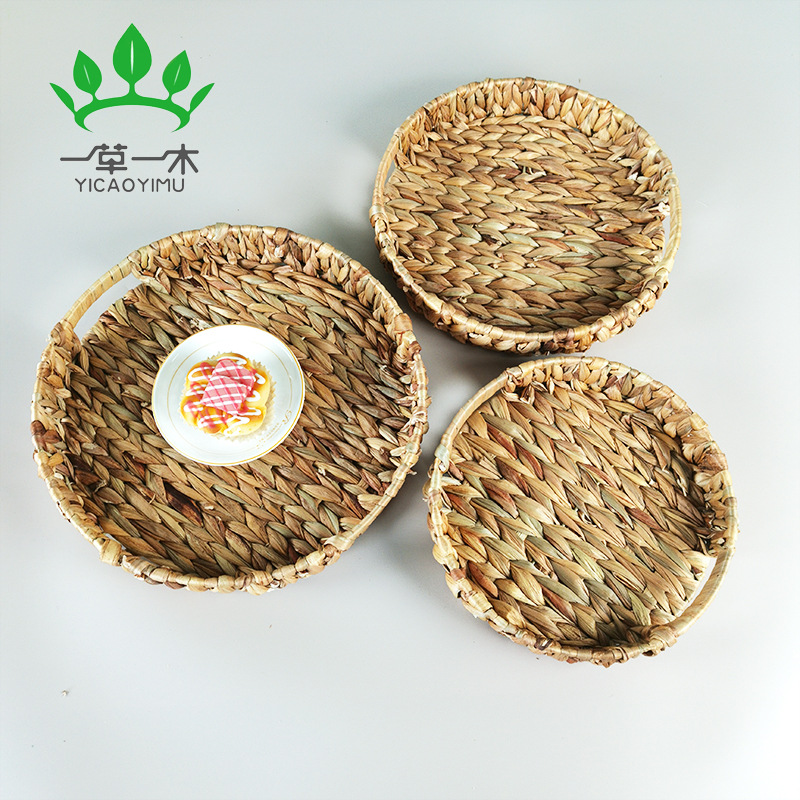 New spot water hyacinth storage basket Circular braided debris arrangement storage basket straw storage basket bread basket