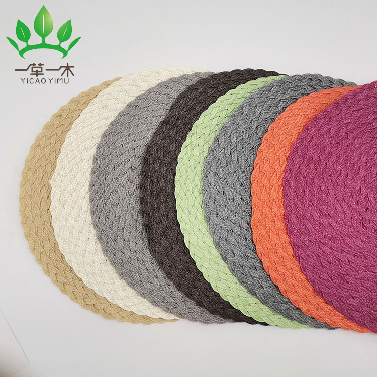 Amazon selling braided pp mat round braided placemat Western food insulation mat cup mat bowl mat solid color non-slip mat
