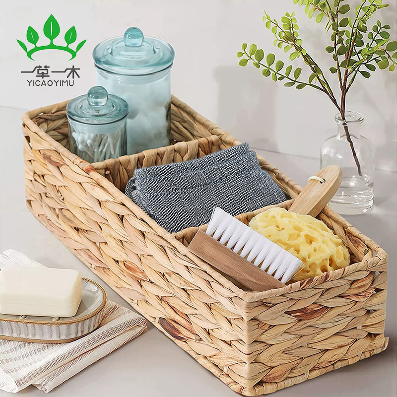 Amazon hot straw frame water hyacinth braided storage basket Water hyacinth storage frame braided debris storage basket