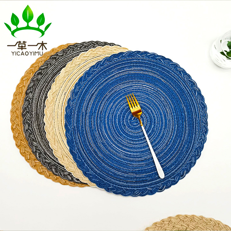Japanese ramie Nordic tableware cotton yarn pot mat heat insulation placemat bowl mat woven placemat non-slip mat